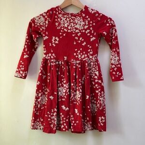 Mini Boden kids size 6-7 red long sleeve dress.